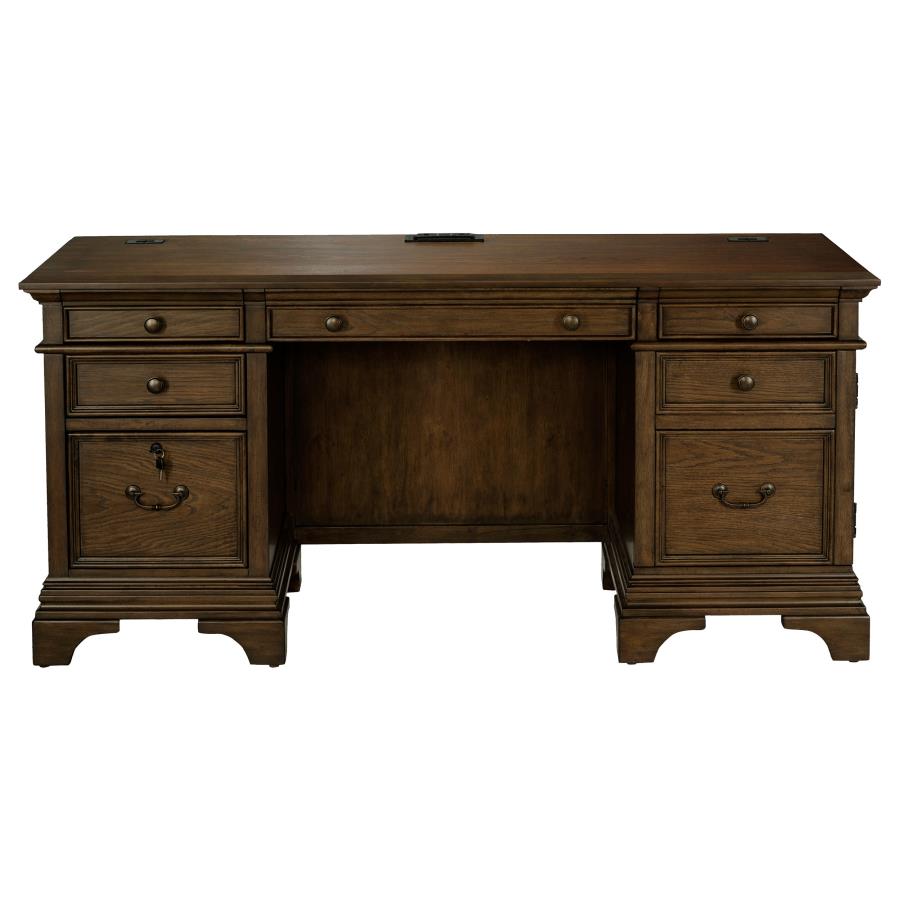 (image for) Hartshill 66-inch 5-drawer Credenza Office Desk Burnish Oak