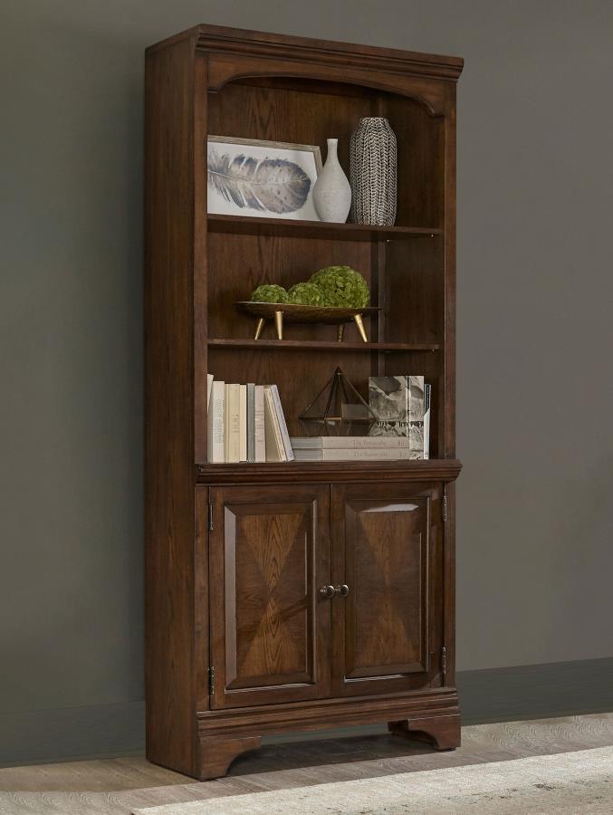 (image for) Hartshill 78-inch 3-shelf Cabinet Bookcase Burnished Oak