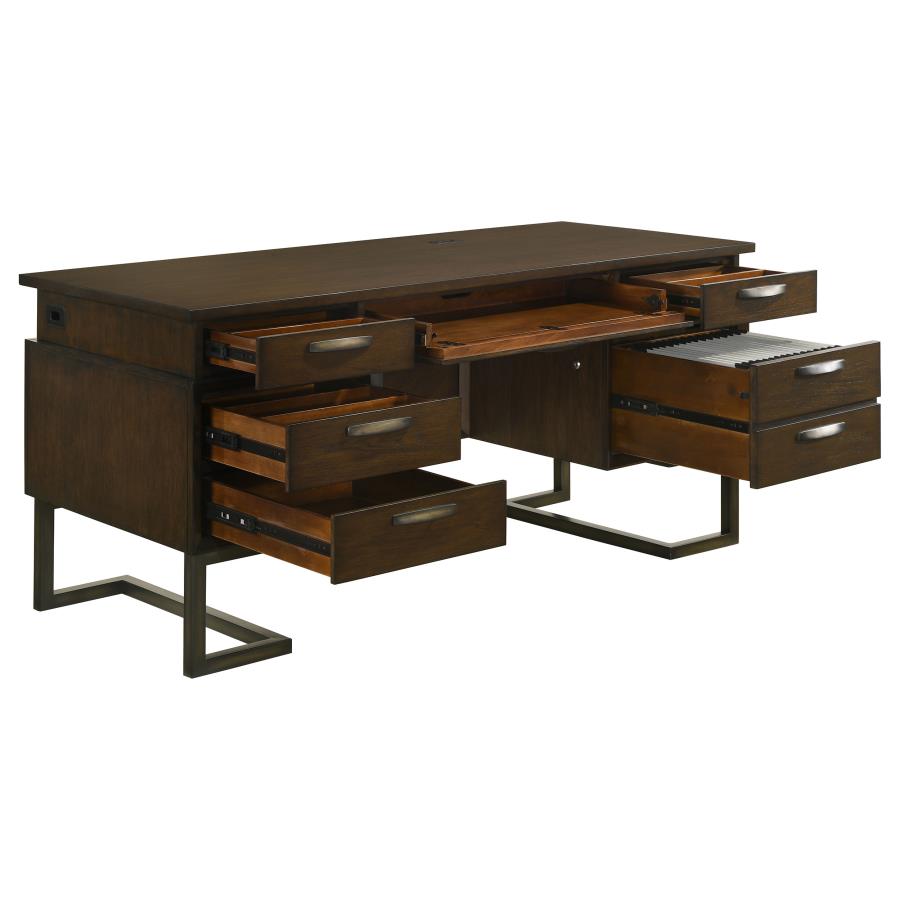 (image for) Marshall 66-inch 7-drawer Executive Office Desk Dark Walnut