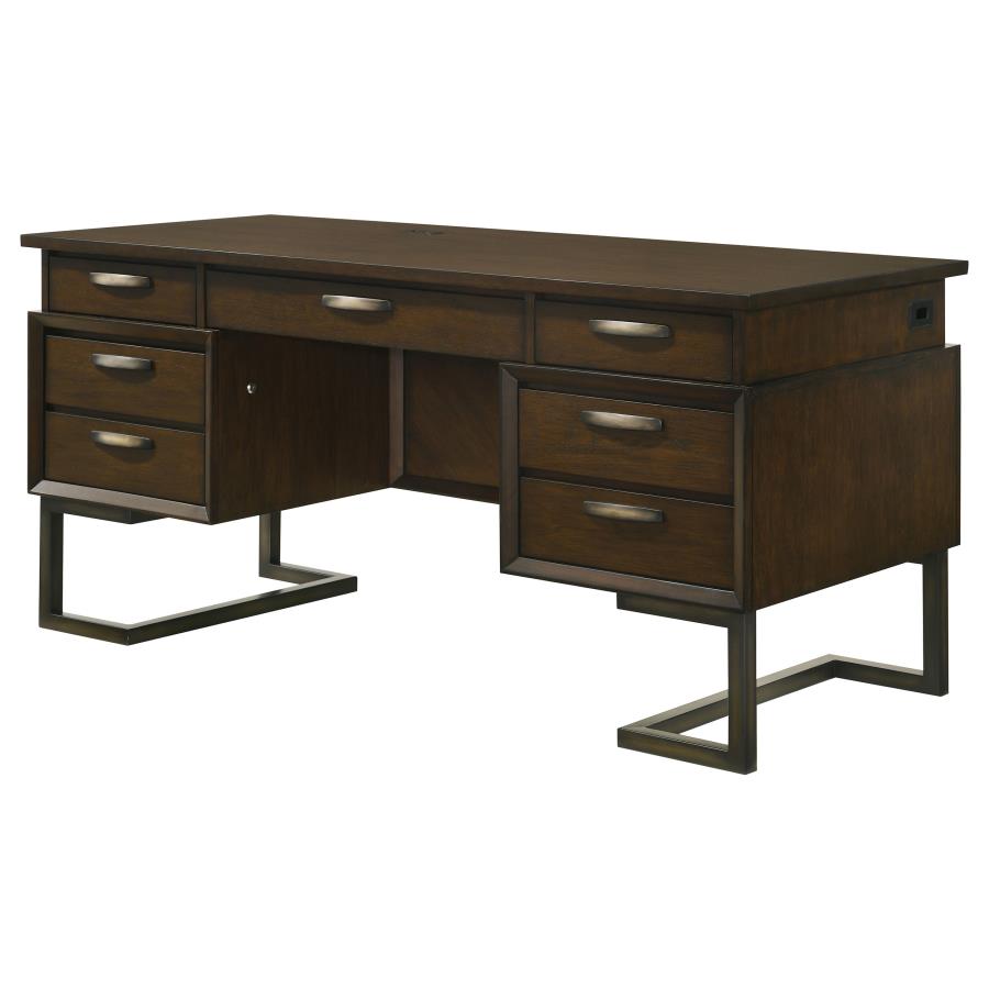 (image for) Marshall 66-inch 7-drawer Executive Office Desk Dark Walnut