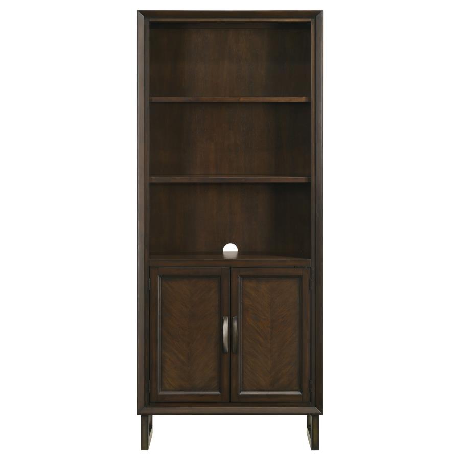 (image for) Marshall 76-inch 3-shelf Cabinet Bookcase Dark Walnut