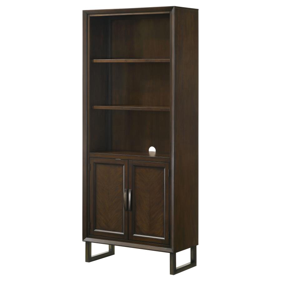 (image for) Marshall 76-inch 3-shelf Cabinet Bookcase Dark Walnut