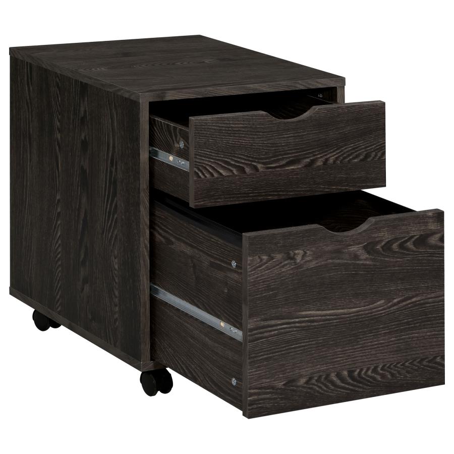 (image for) Noorvik 3-piece Computer Desk and File Cabinet Set Dark Oak