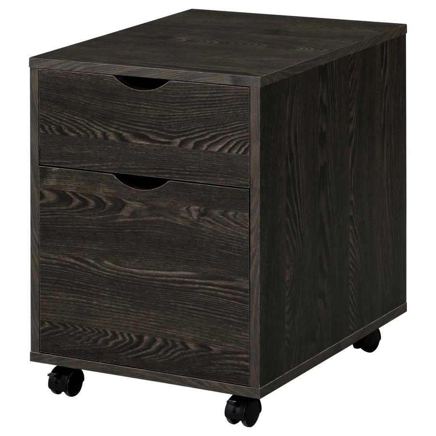 (image for) Noorvik 3-piece Computer Desk and File Cabinet Set Dark Oak