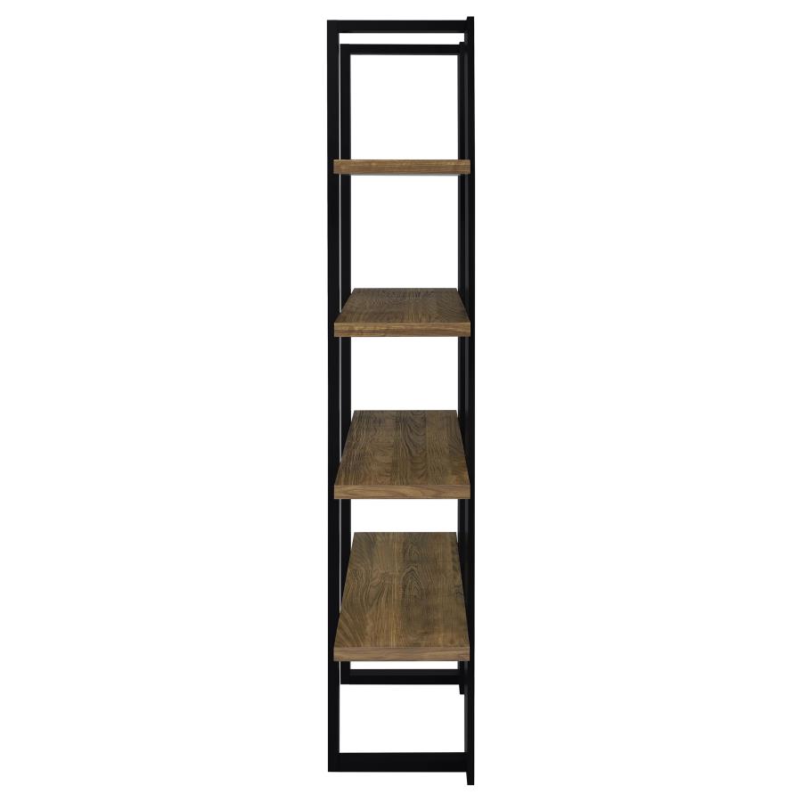 (image for) Danbrook 71-inch 4-shelf Bookshelf Black and Aged Walnut