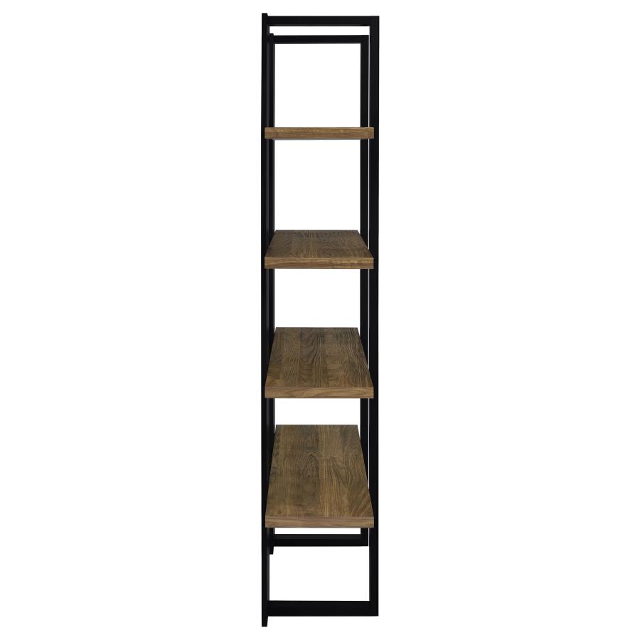 (image for) Danbrook 71-inch 4-shelf Bookshelf Black and Aged Walnut