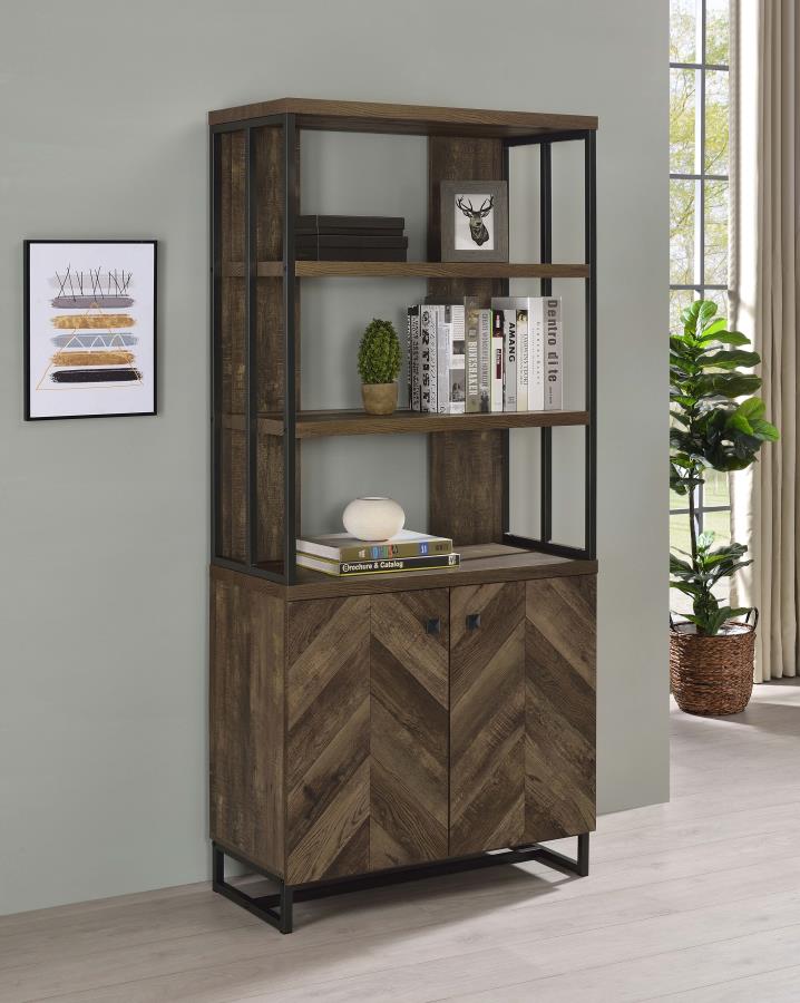 (image for) Millbrook 71-inch 2-door Storage Bookshelf Rustic Oak