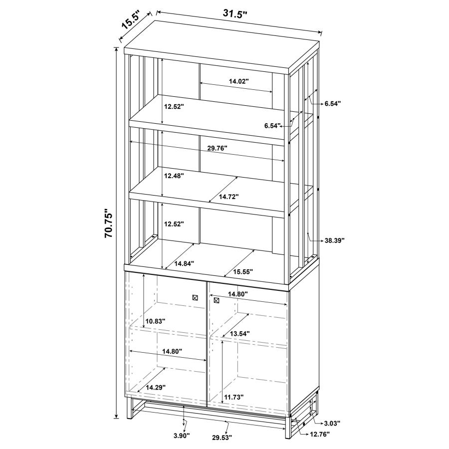 (image for) Millbrook 71-inch 2-door Storage Bookshelf Rustic Oak