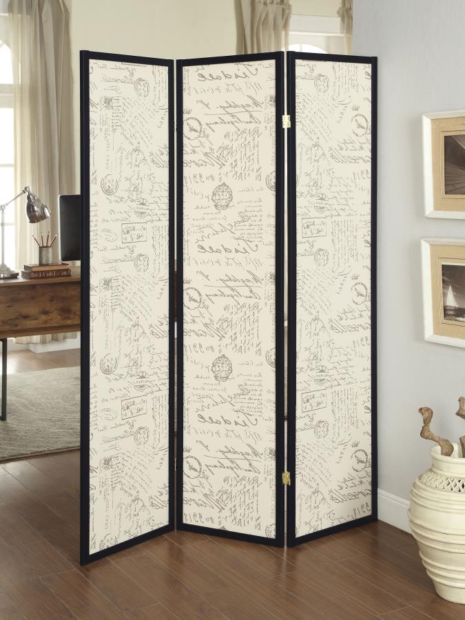 (image for) Felice 3-Panel Room Divider Folding Screen French Script