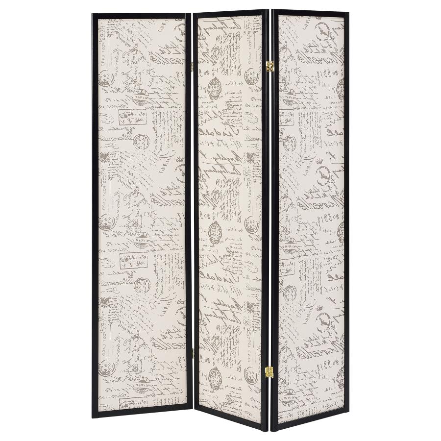 (image for) Felice 3-Panel Room Divider Folding Screen French Script