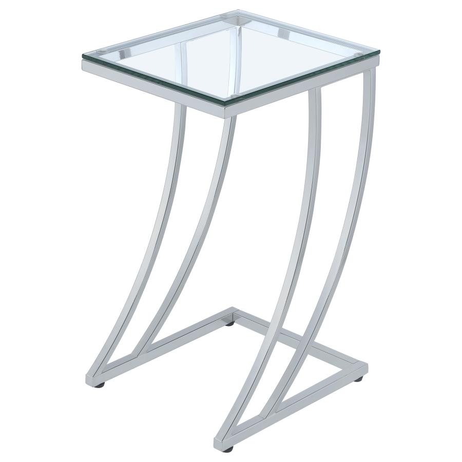 (image for) Cayden Rectangular Glass Top Sofa Side Table Chrome