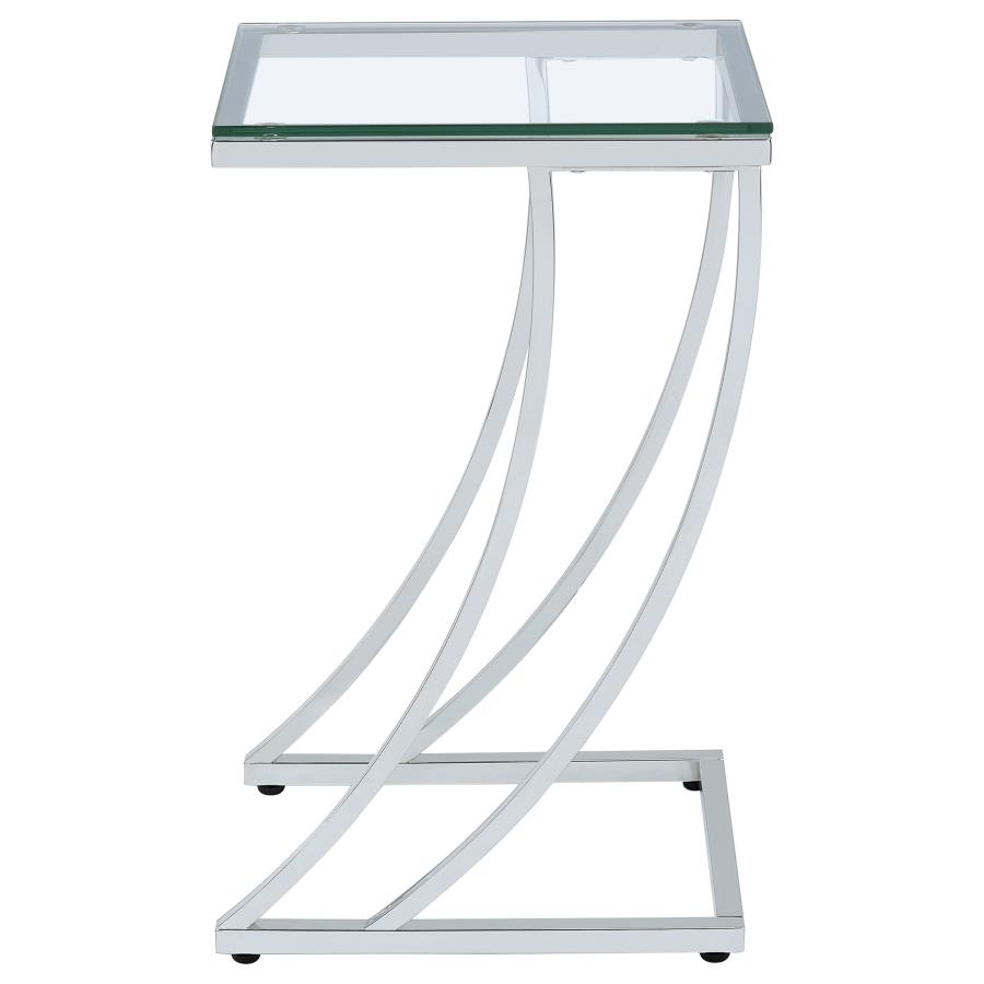 (image for) Cayden Rectangular Glass Top Sofa Side Table Chrome