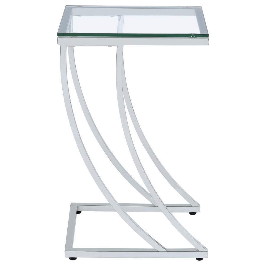 (image for) Cayden Rectangular Glass Top Sofa Side Table Chrome