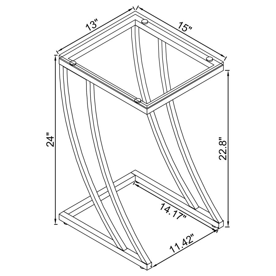 (image for) Cayden Rectangular Glass Top Sofa Side Table Chrome