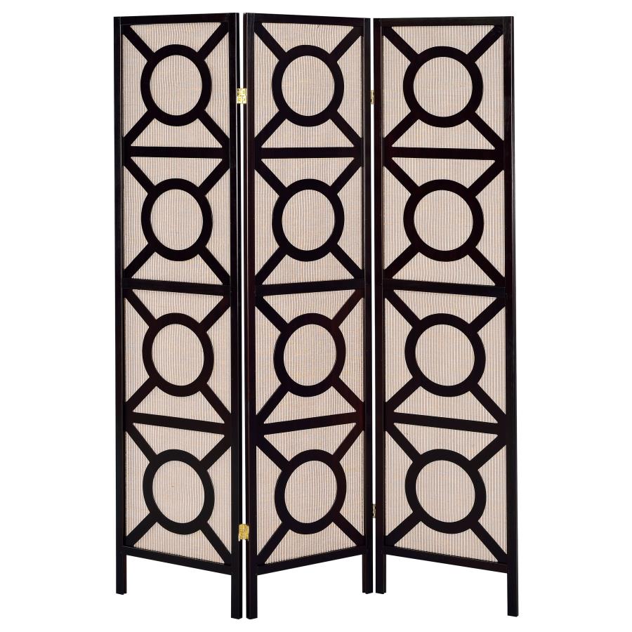 (image for) Vulcan 3 Panel Room Divider Folding Shoji Screen Cappuccino