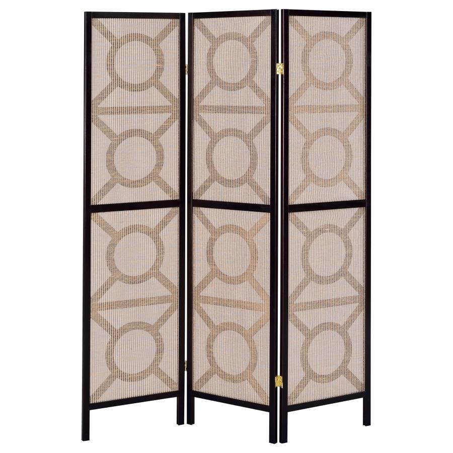 (image for) Vulcan 3 Panel Room Divider Folding Shoji Screen Cappuccino