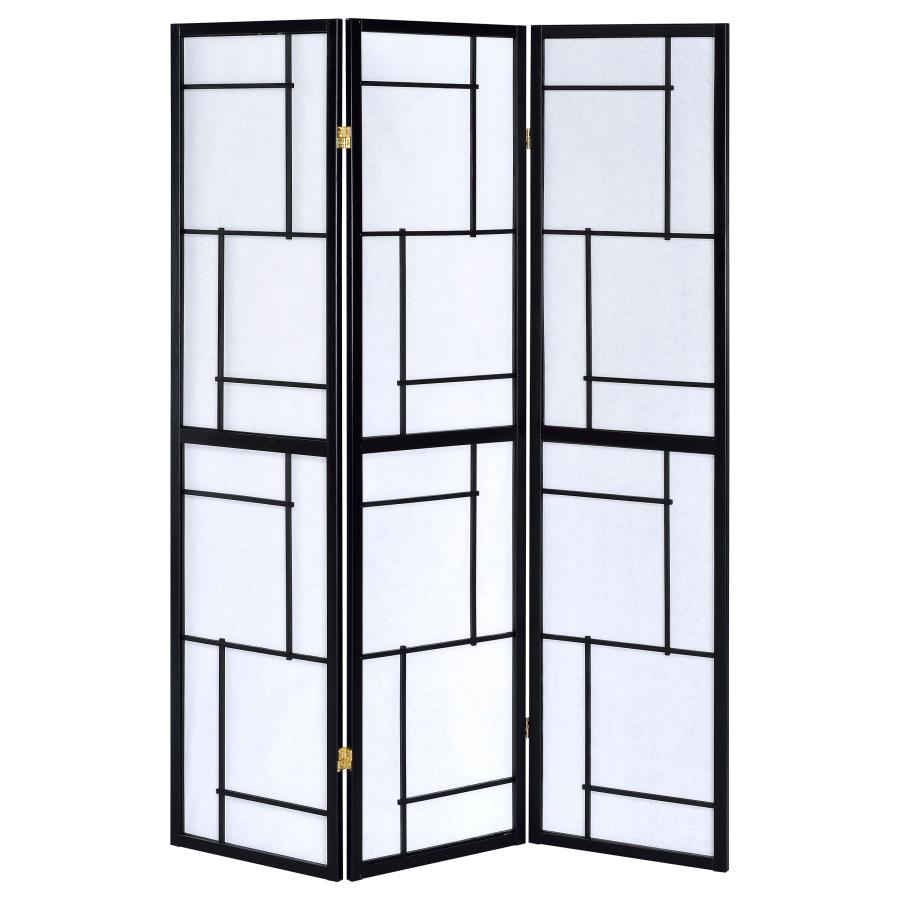 (image for) Damis 3-Panel Room Divider Folding Shoji Screen Black