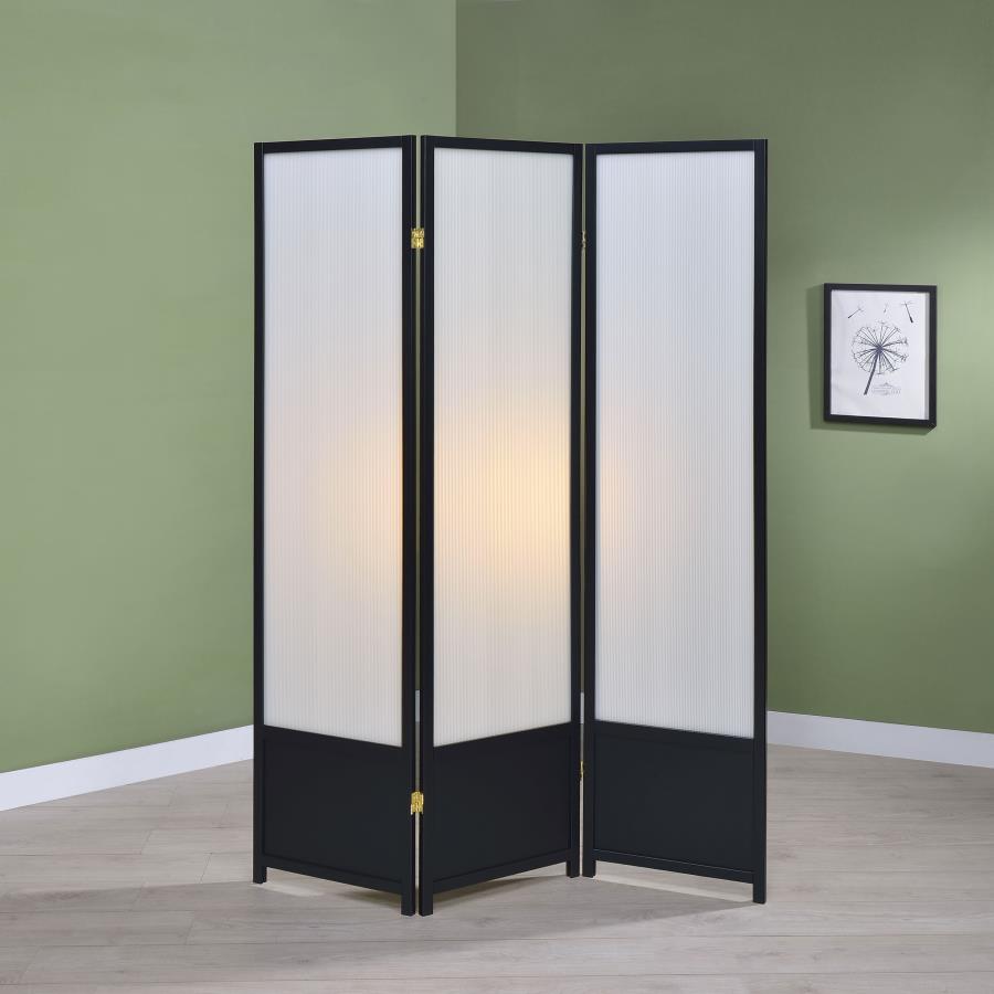 (image for) Calix 3-Panel Room Divider Folding Shoji Screen Black