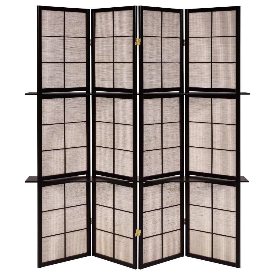 (image for) Iggy 4-Panel Room Divider Folding Shoji Screen Cappuccino