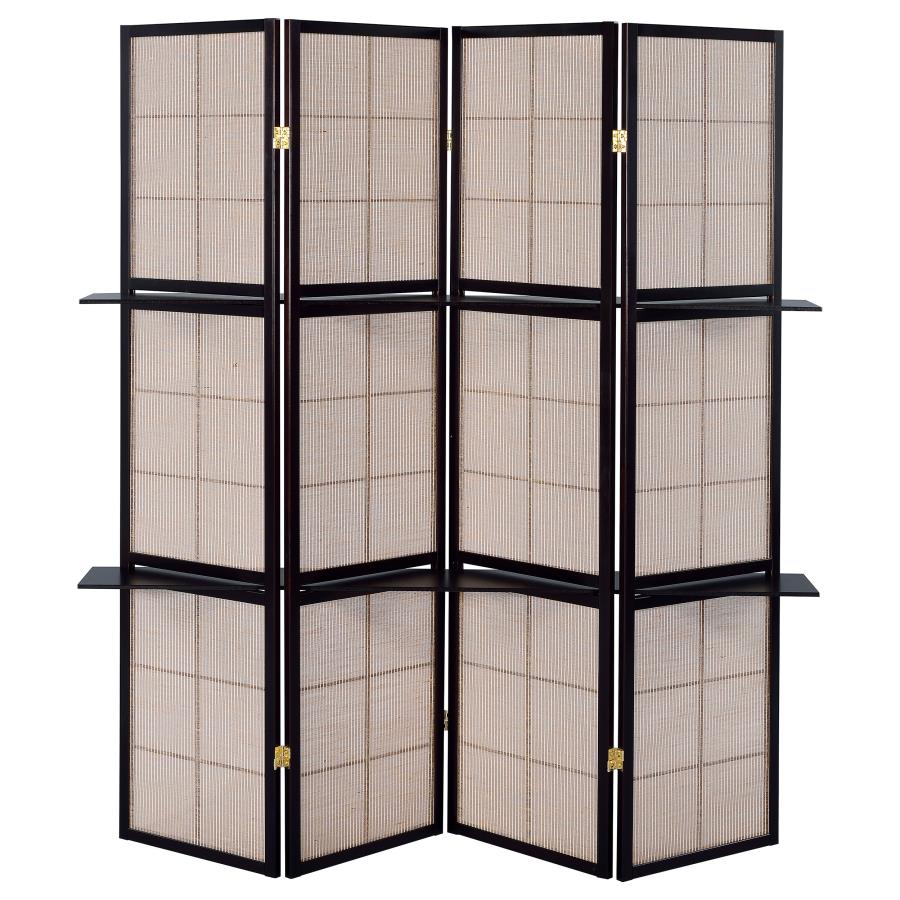 (image for) Iggy 4-Panel Room Divider Folding Shoji Screen Cappuccino