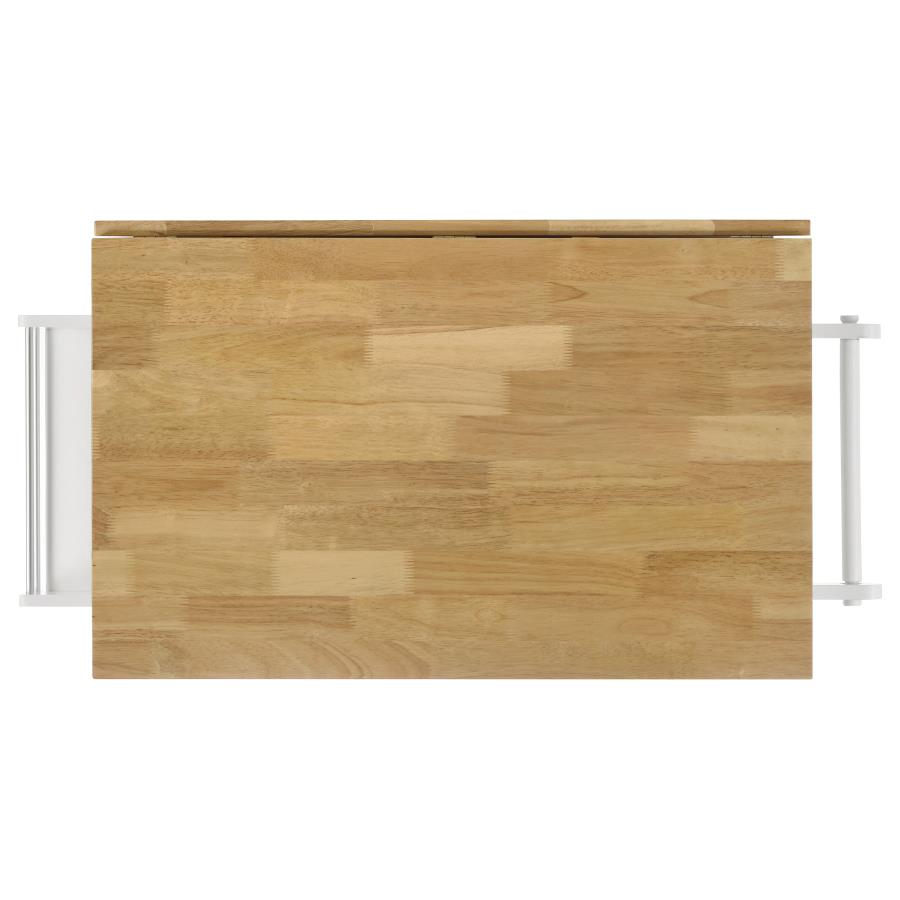 Jalen 3-door Mobile Kitchen Cart Natural Brown and White