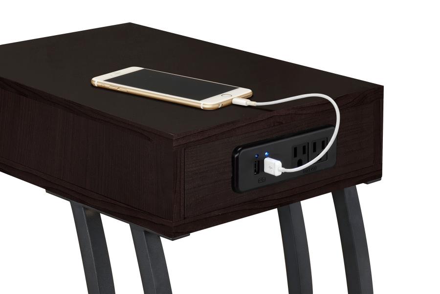 (image for) Troy 1-drawer C-Shaped Side Table Power Outlet Cappuccino