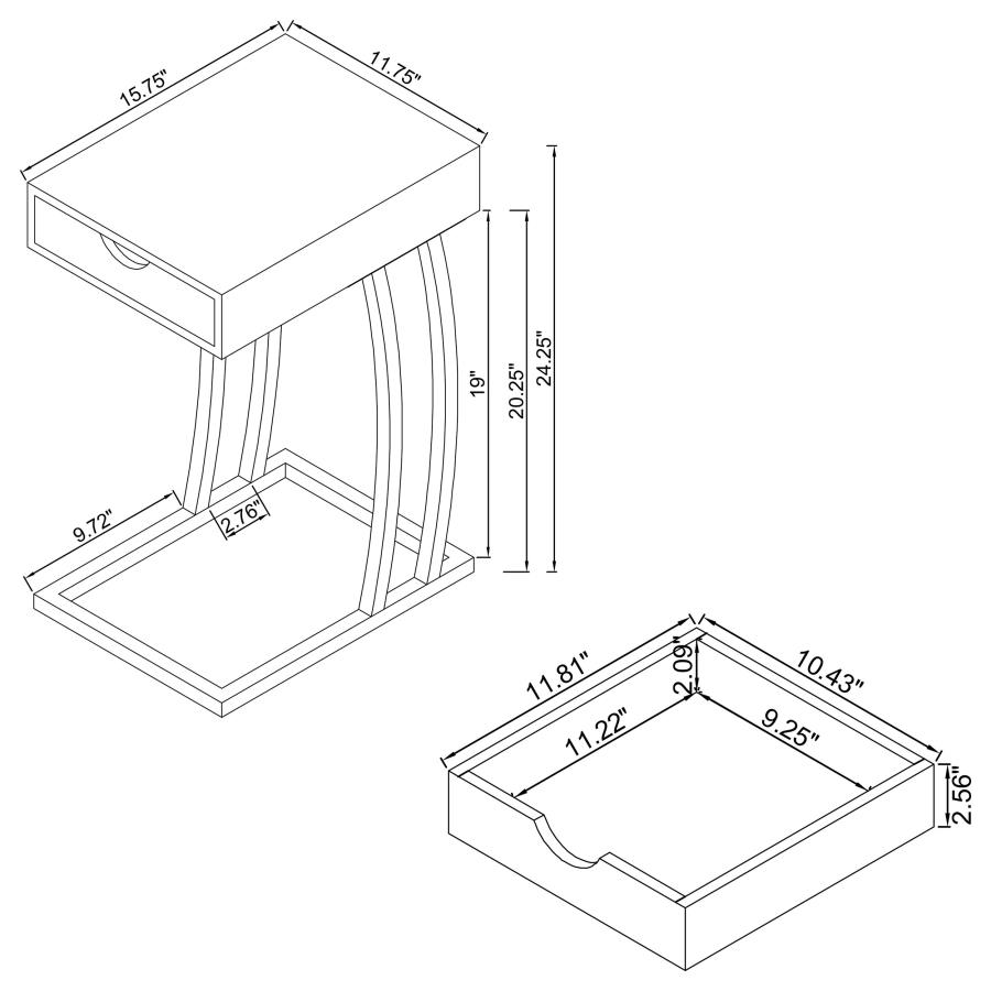 (image for) Troy 1-drawer C-Shaped Side Table Power Outlet Cappuccino