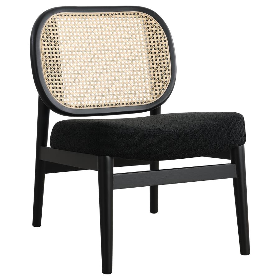(image for) Rayo Rattan Cane Back Accent Chair with Padded Seat Black