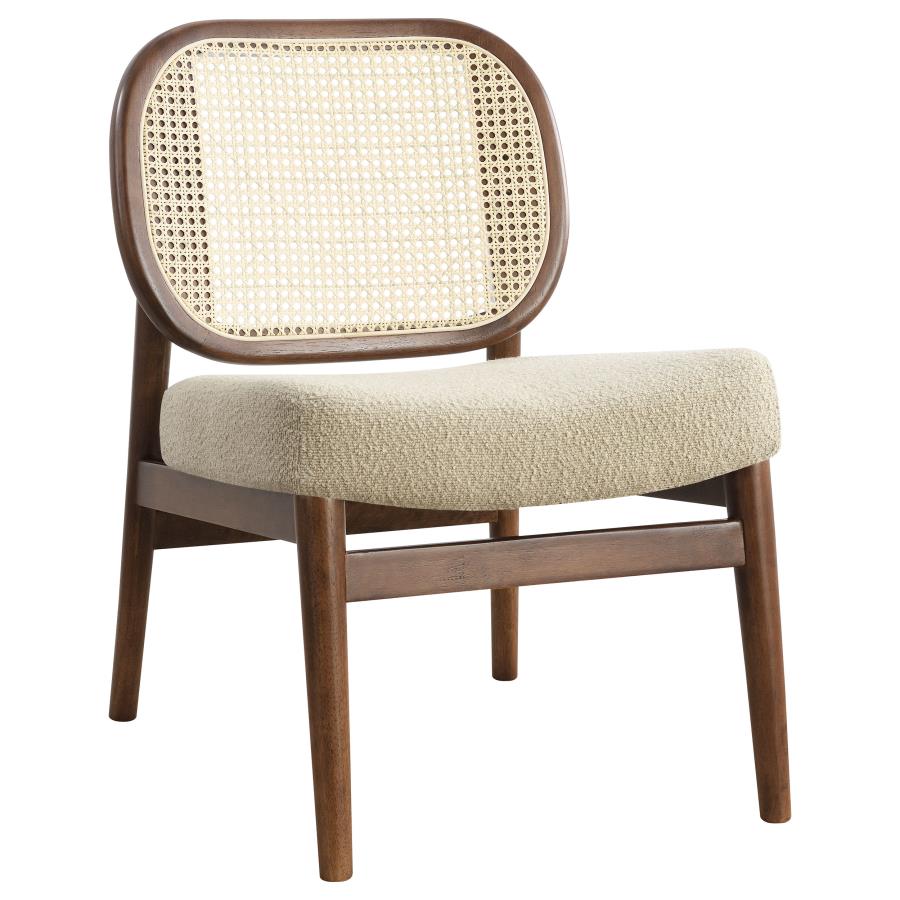 (image for) Rayo Rattan Cane Back Accent Chair with Padded Seat Camel