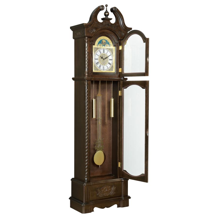 (image for) Cedric Grandfather Clock with Adjustable Chime Golden Brown