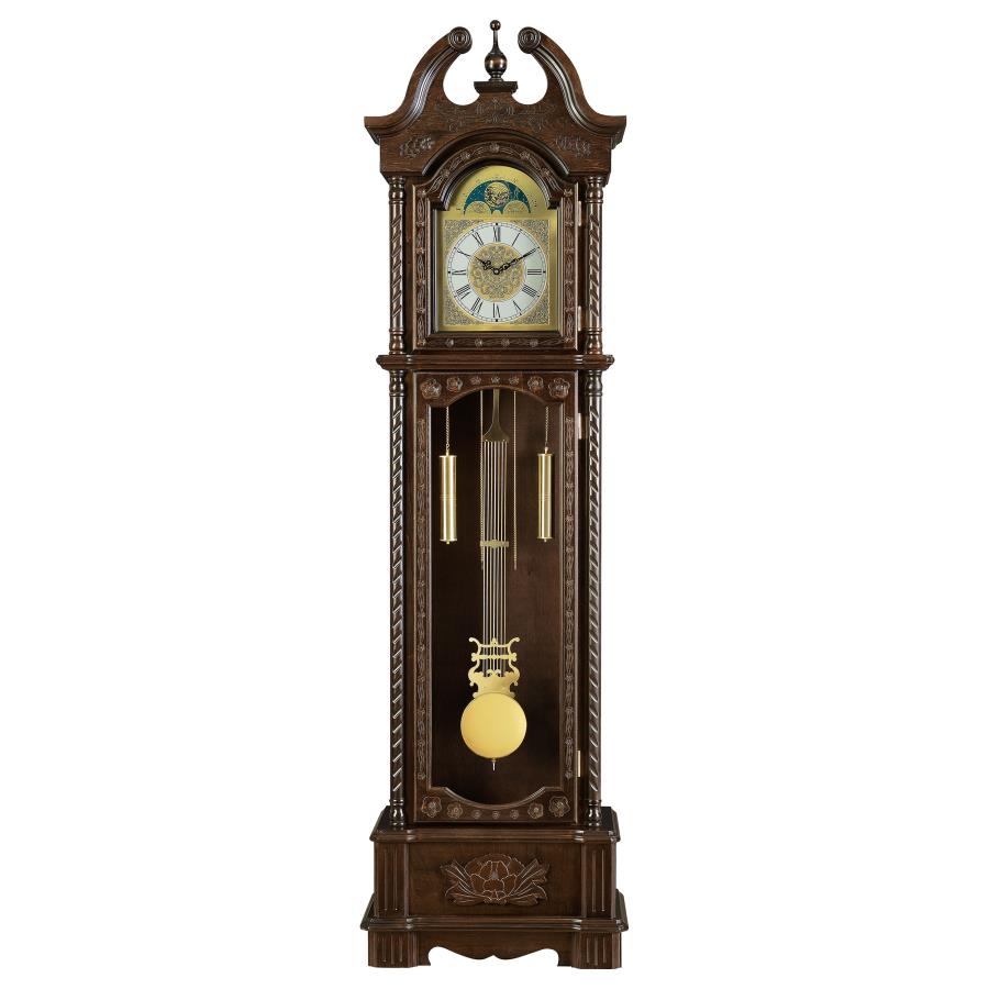 (image for) Cedric Grandfather Clock with Adjustable Chime Golden Brown