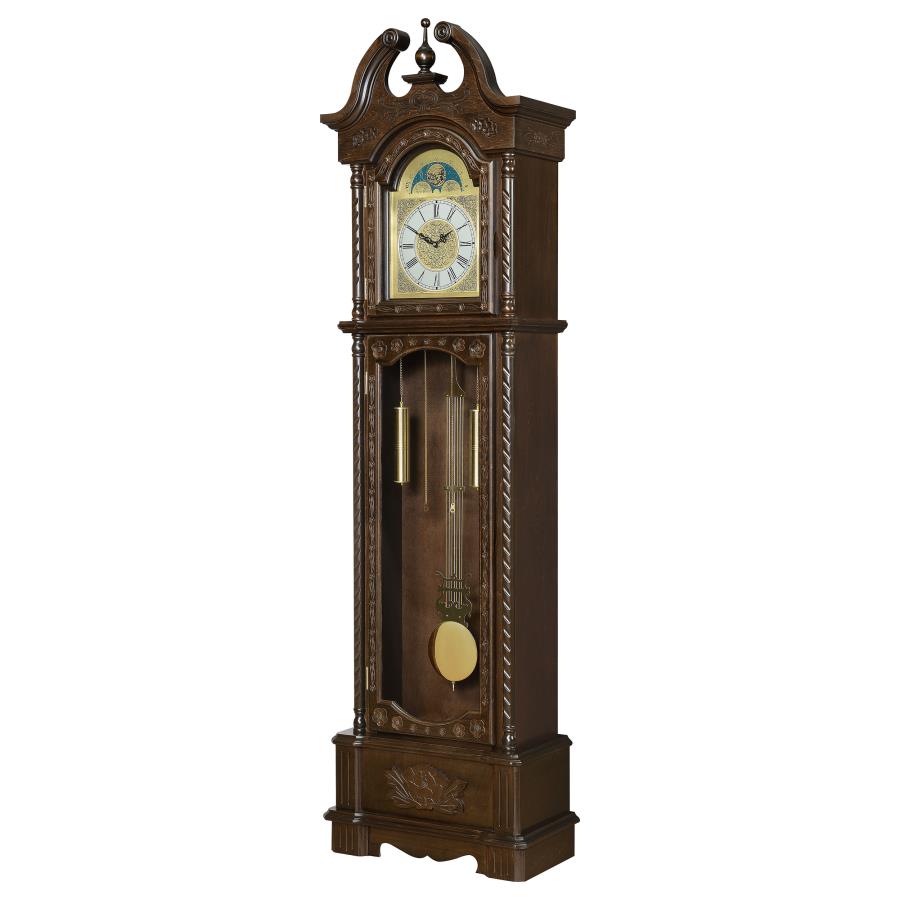 (image for) Cedric Grandfather Clock with Adjustable Chime Golden Brown