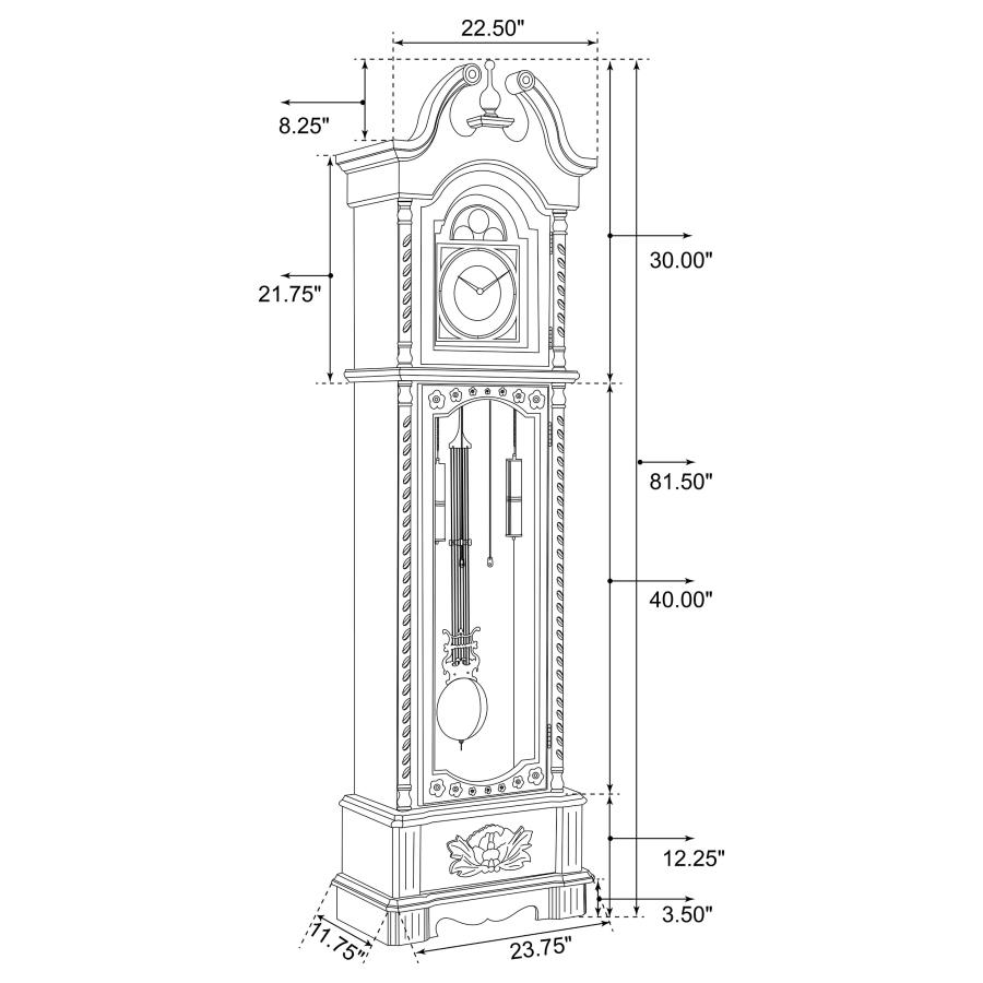 (image for) Cedric Grandfather Clock with Adjustable Chime Golden Brown