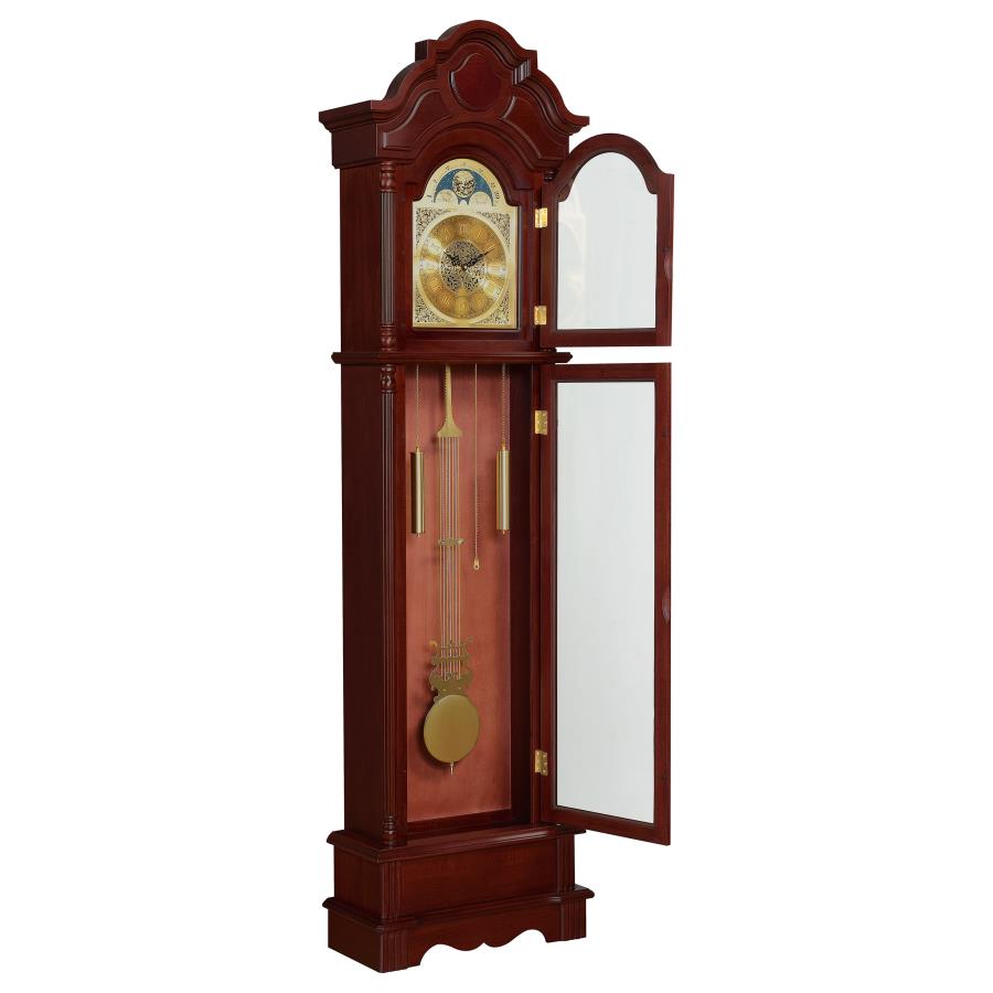 (image for) Diggory Grandfather Clock with Adjustable Chime Brown Red