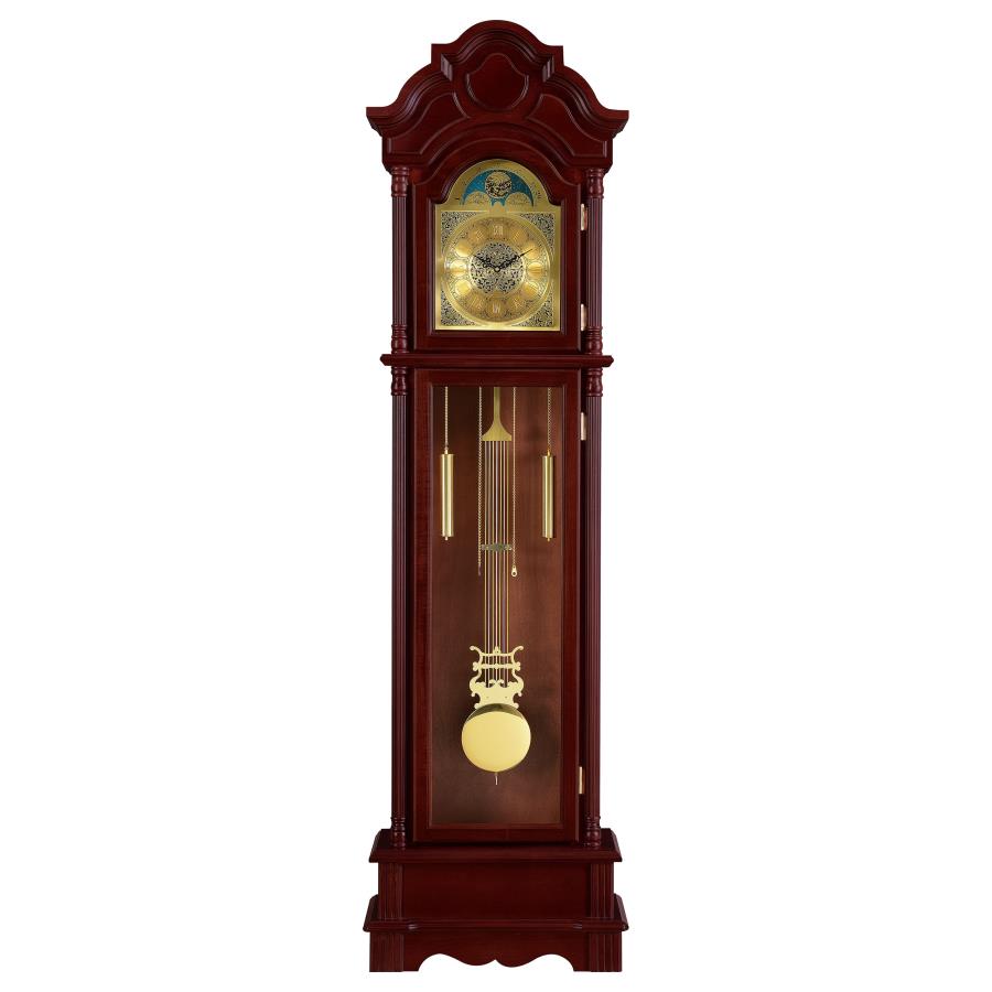 (image for) Diggory Grandfather Clock with Adjustable Chime Brown Red