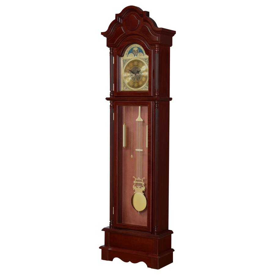 (image for) Diggory Grandfather Clock with Adjustable Chime Brown Red