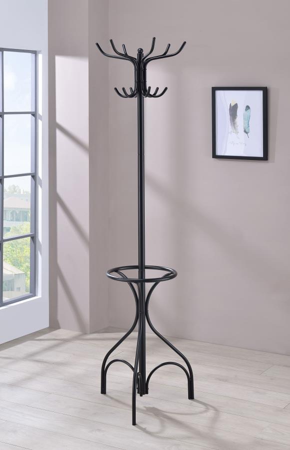 (image for) Kiefer 12 Hook Freestanding Metal Coat Rack Hat Hanger Black