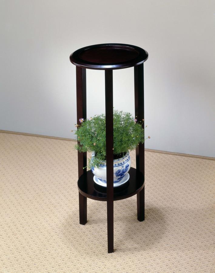 (image for) Kirk 1-shelf Round Wood Plant Stand Side Table Espresso