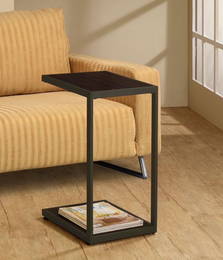 (image for) Jose C-Shaped Sofa Side Table Cappuccino High Gloss