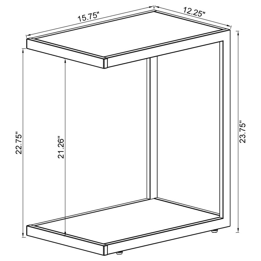 (image for) Jose C-Shaped Sofa Side Table Cappuccino High Gloss