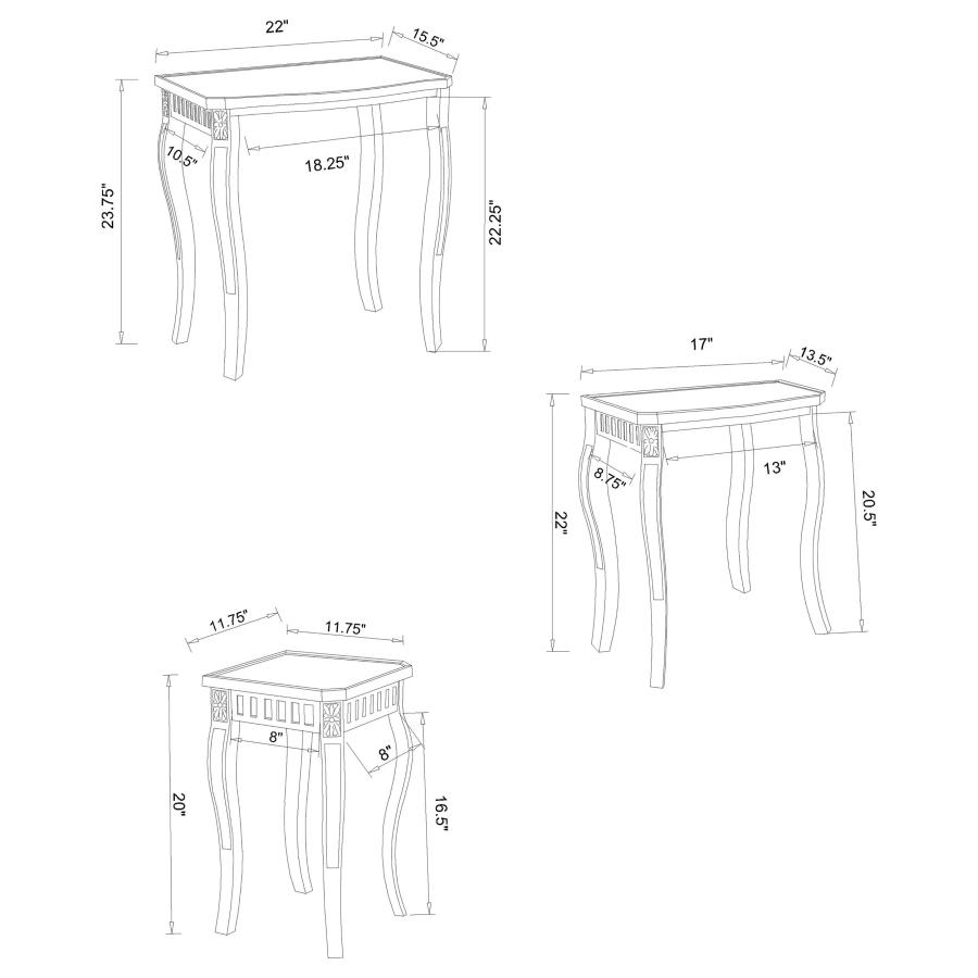 (image for) Daphne 3-piece Rectangular Wood Nesting Table Set Warm Brown