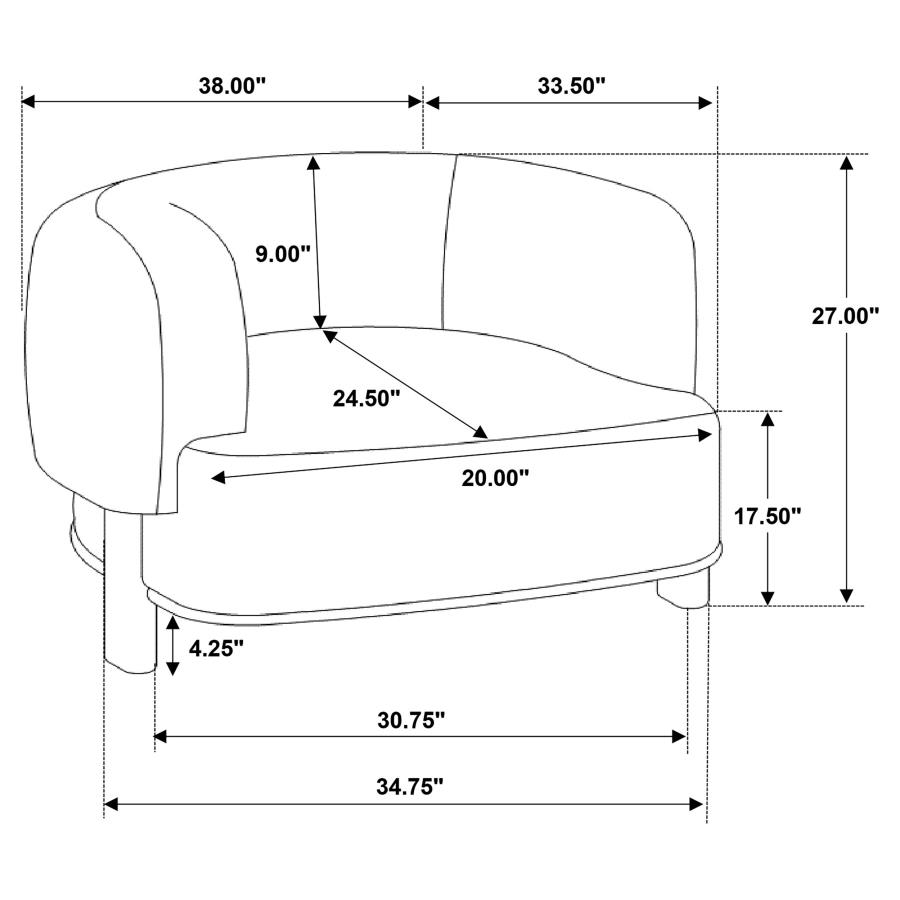 Modal Additional Images for Lawler Upholstered Barrel Back Accent Chair Ivory and Black