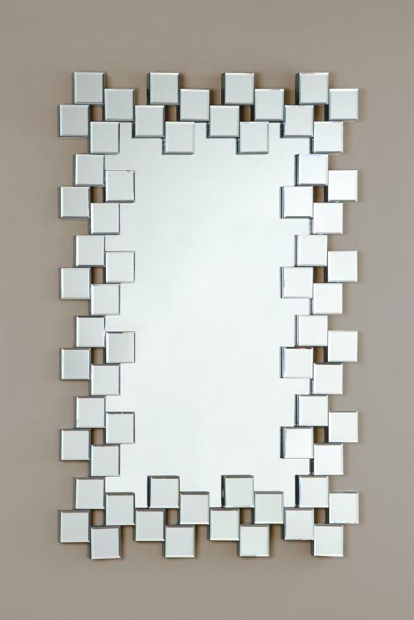 (image for) Pamela 32 x 47 Inch Rectangular Frameless Wall Mirror Silver