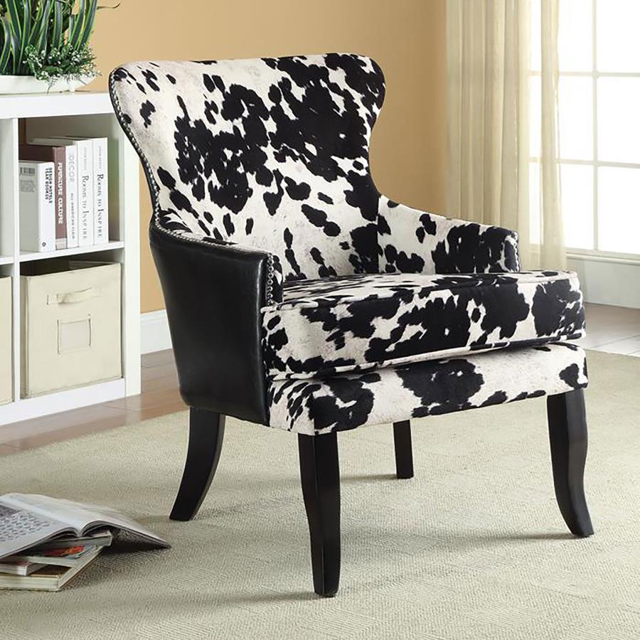 (image for) Trea Cowhide Print Upholstered Accent Chair Black and White