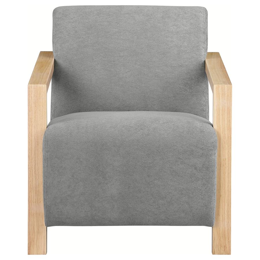 (image for) Diego Upholstered Accent Arm Chair with Wood Arms Grey