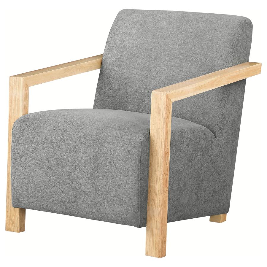 (image for) Diego Upholstered Accent Arm Chair with Wood Arms Grey