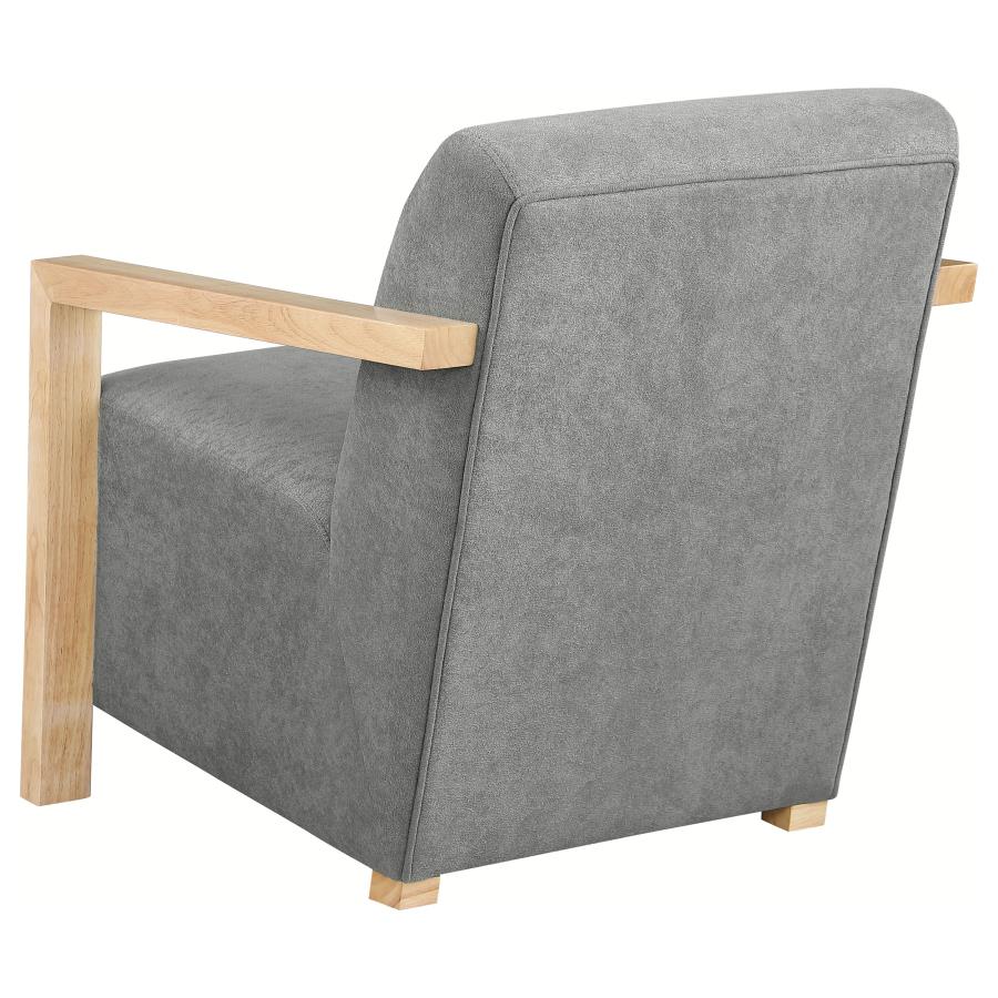 (image for) Diego Upholstered Accent Arm Chair with Wood Arms Grey