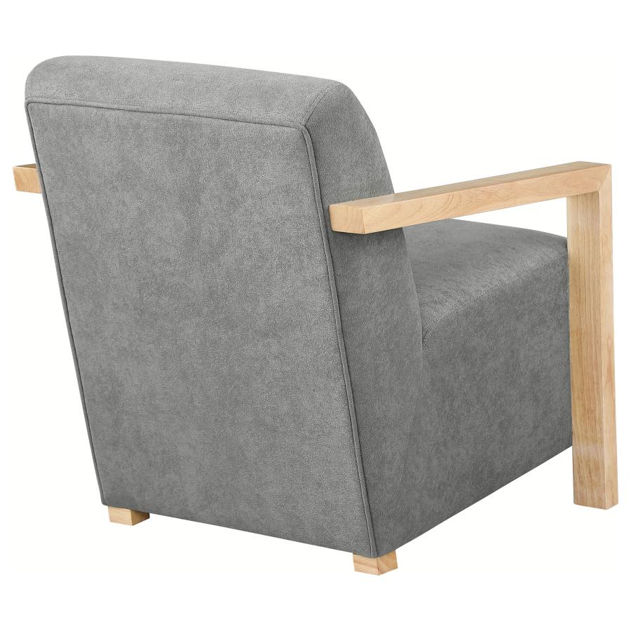 (image for) Diego Upholstered Accent Arm Chair with Wood Arms Grey