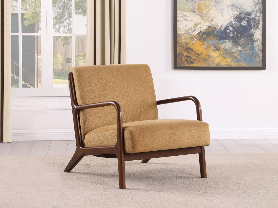 (image for) Foster Upholstered Wood Frame Accent Chair Honey