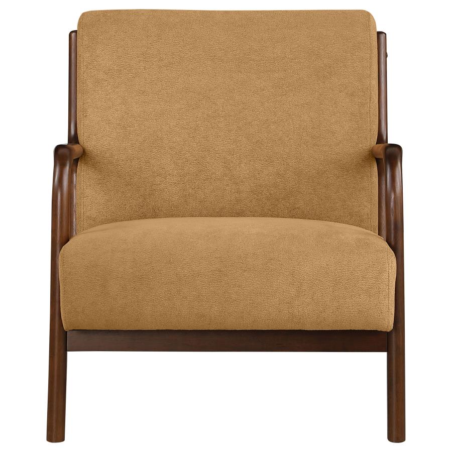 (image for) Foster Upholstered Wood Frame Accent Chair Honey